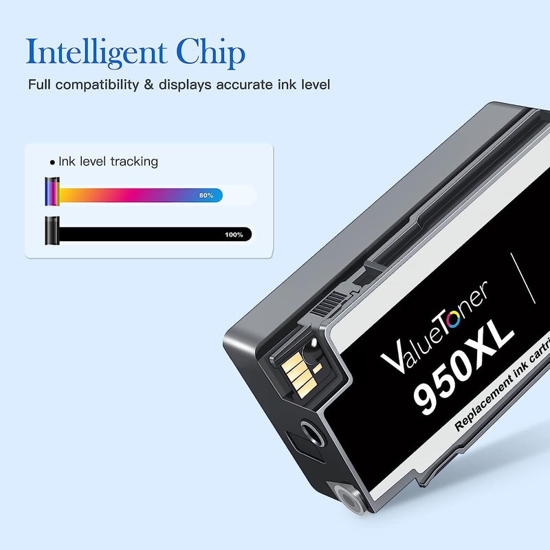 Valuetoner خراطيش حبر Valuetoner 950XL و 951XL 8-Pack بديل لخراطيش حبر HP 950 951 مجموعة حزمة للاستخدام مع Officejet Pro 8600 8610 8620 8100 8615 8625 8630 8660 (2 أسود 2 سماوي 2 أرجواني 2 أصفر) - Image 3